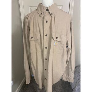 Carhartt Men's Loose Fit Workwear‎ Button-Down Shirt Beige XL